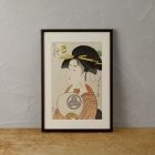 Kitagawa Utamaro, Comparing the Charms of Five Beauties: Tomimoto Itsutomi Woodblock Print, with frame